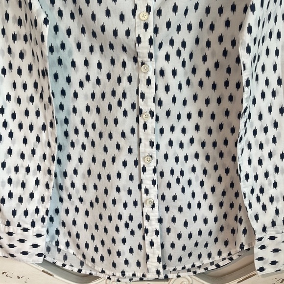 BANANA REPUBLIC SOFT WASH OXFORD WHITE/BLUE SIZE EXTRA SMALL - Picture 3 of 9